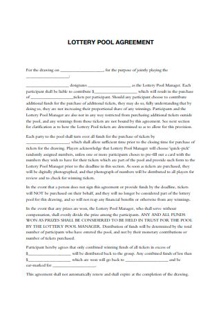 5+ SAMPLE Lottery Pool Agreement in PDF .